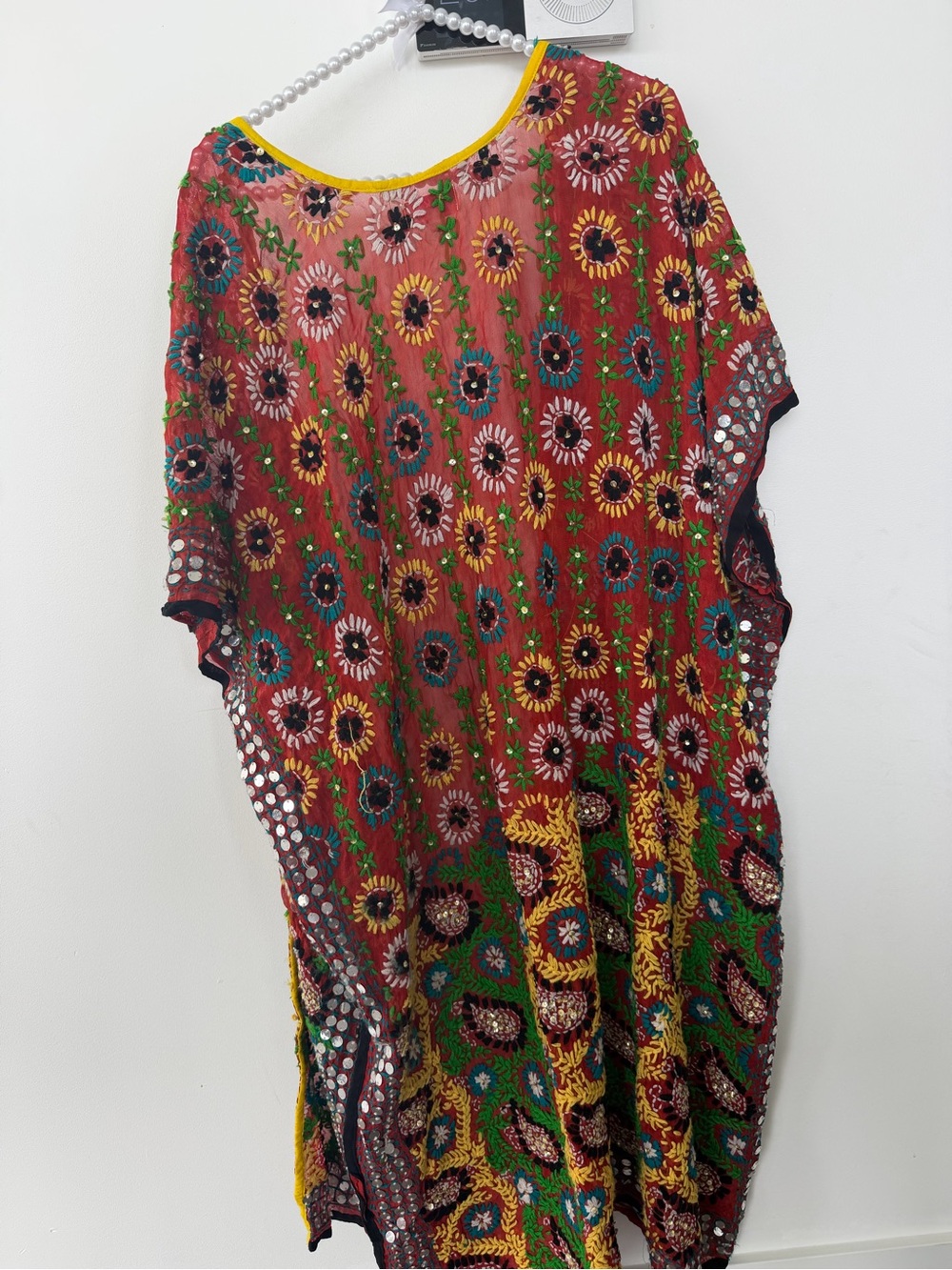 Boho Floral Patchwork Long Kimono Robe - Rust Multi - Picture 4 of 7
